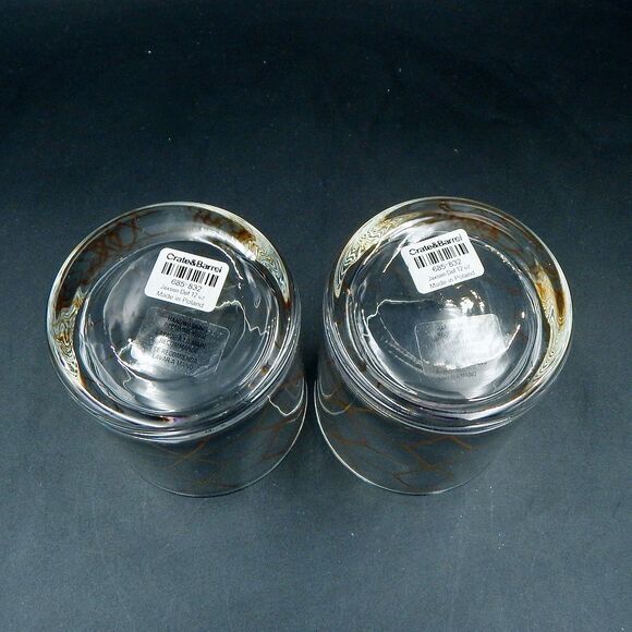 Crate & Barrel Jaxson Old Fashioned Rocks Glassware by Krosno Poland Gold Glass - Picture 4 of 5